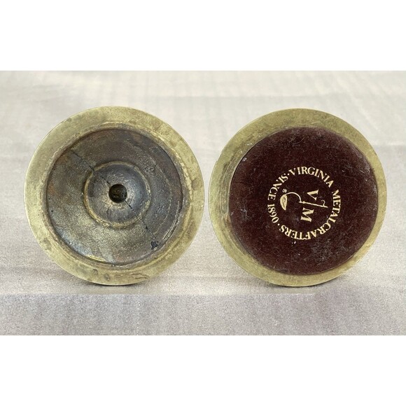 VTG Virginia Metalcrafters Brass Candlesticks Set of 2 – 3” Tall USA Made - Picture 4 of 12